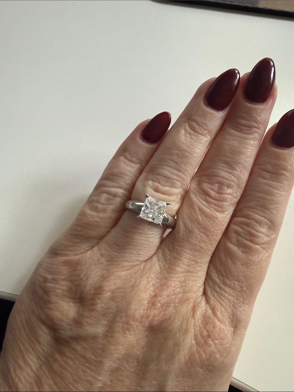 Sterling Silver Princess-Cut Solitaire Ring in Silver 2ct Diamonique